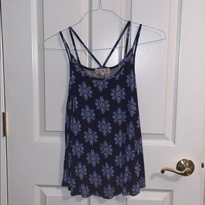 Blue, Pink Rose tank top